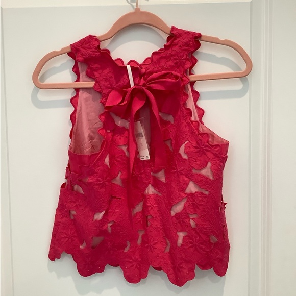 By Anthropologie Sleeveless Cutwork Top- XS- Pink! - Picture 3 of 6